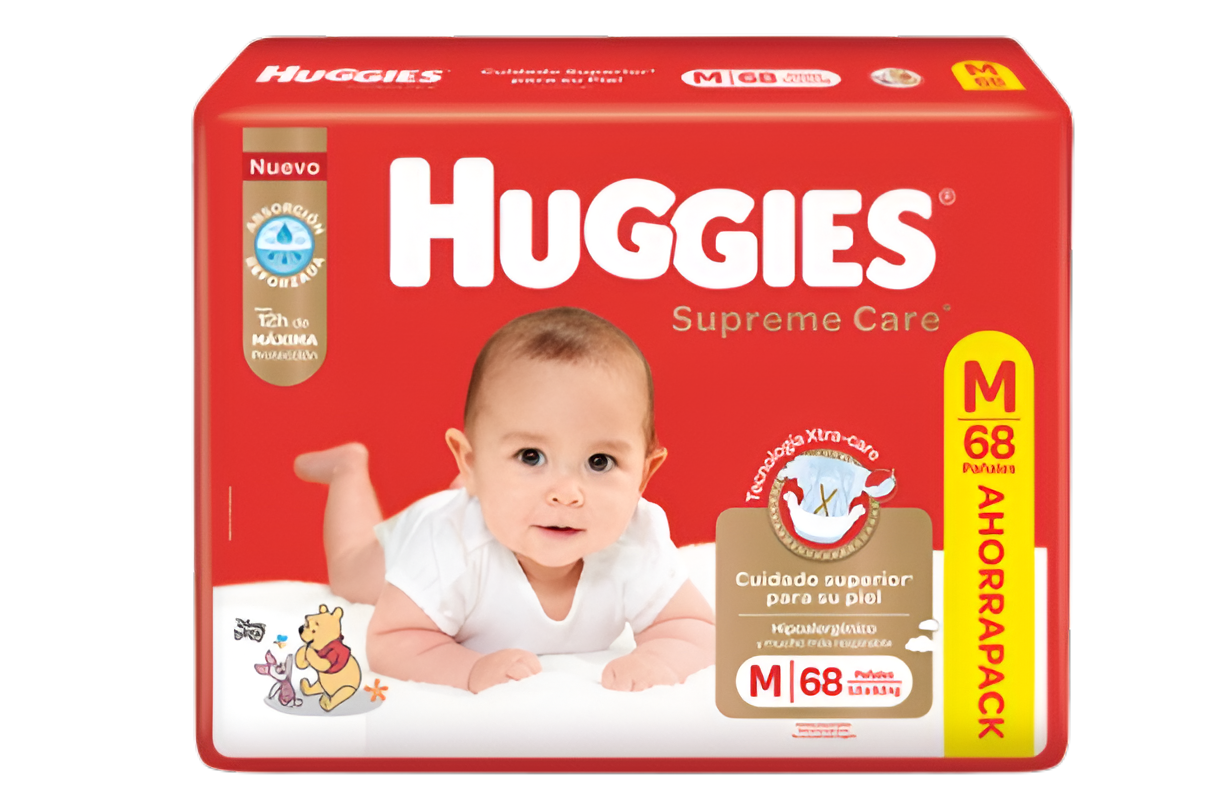 Pañal Huggies supreme care M - 68 unidades